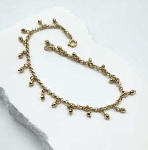 Vintage 14k Yellow Gold Disco Ball Dangle Ankle Bracelet